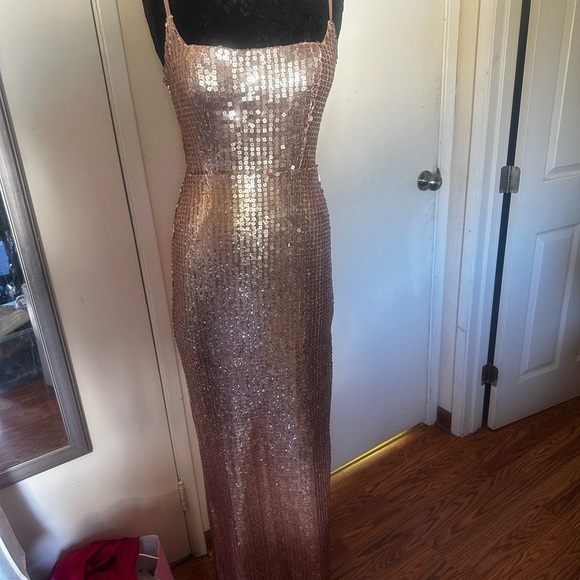 B Darlin Gold Sequin Maxi Dress - Picture 1 of 4